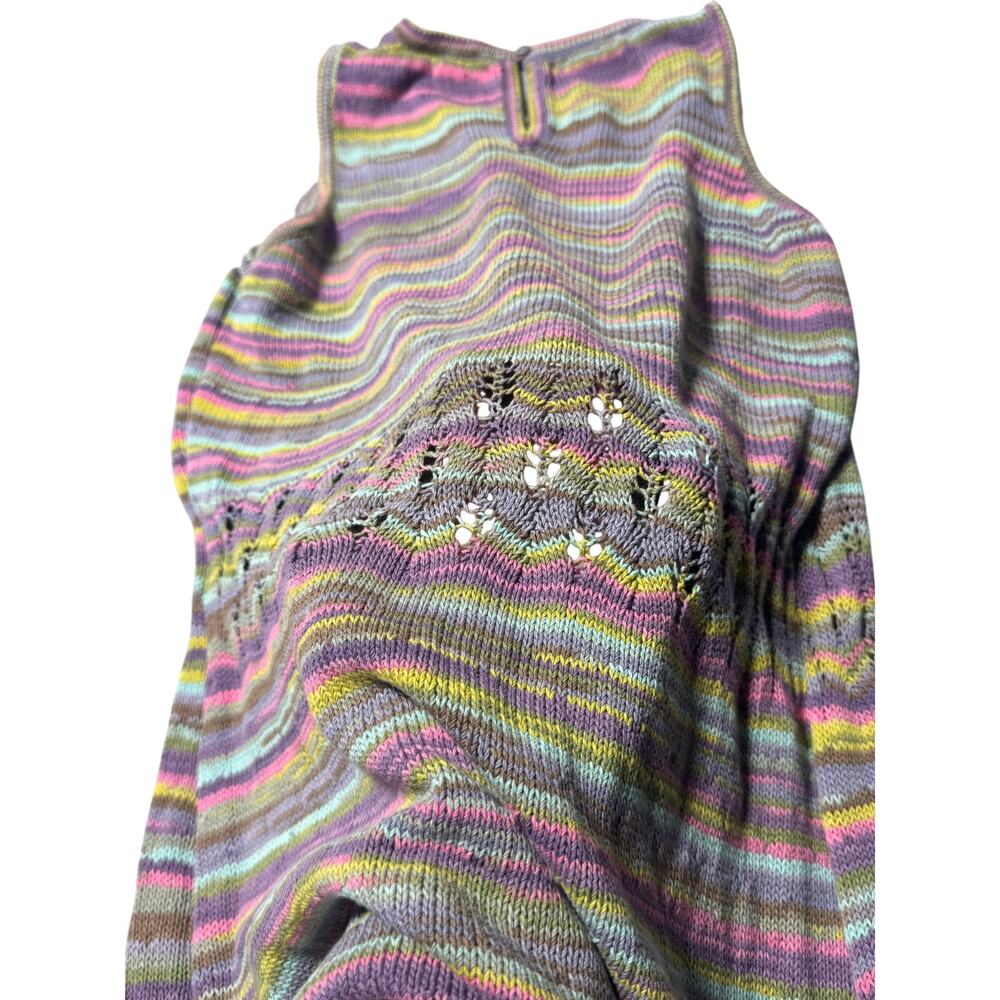 Sfizio Maxi Dress Womens 6 Multicolor Striped Crochet Knit Sleeveless Italy Made - Picture 9 of 16